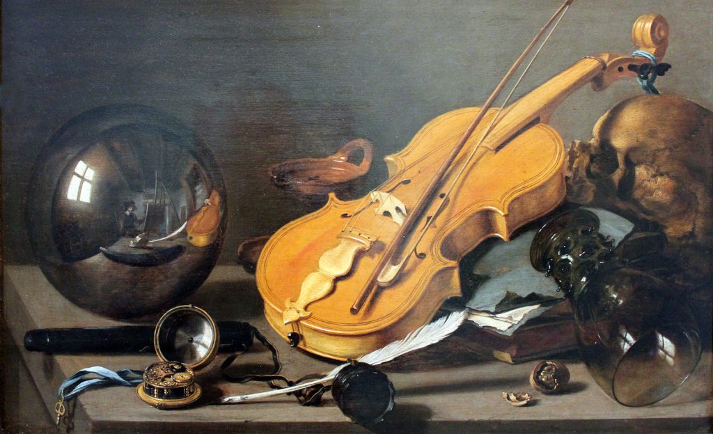 Vanitas still-life with self-portrait. Pieter Claesz 1628